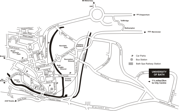 Map showing the position of the Uni in relation to the city