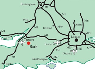 Travel map for Bath